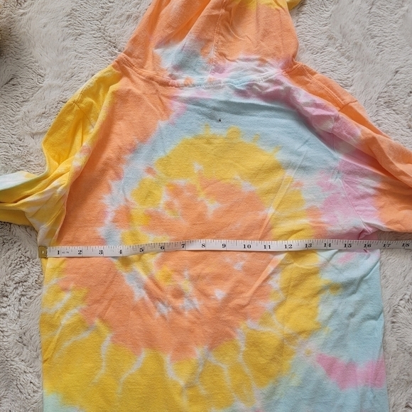 Disney Parks Minnie Mouse Flower Hat TieDye Cotton Drawstring Hoodie Sz S - Picture 9 of 10